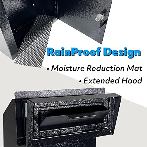 PoChar Rainproof Tired Turty Mailbox Door Crop Box - Galvanized Steel Paterproof поштенско сандаче за клучеви, депозит, плаќање, пораки - преку