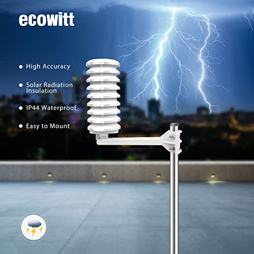 [2023 Ново надграден] Комплет за откривање на молња EcoWitt со соларен зрачење штит, вклучува GW1100 Wi-Fi Gateway и WH57 Сензор за откривање