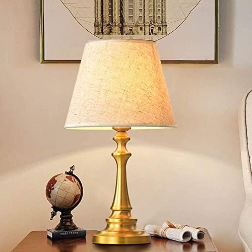 LED ламба за маса во кревет E27 Креативна луксузна ламба со високо ниво на златна маса со и ткаенина за лабави во дневната соба во спалната соба во кревет дома, дома дек