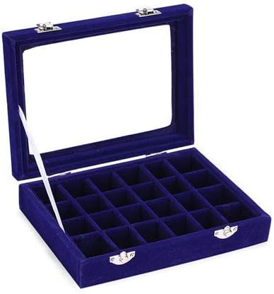 Подарок 24 слот кадифени обетки организатор/прстен кутија-ги одржува вашите обетки, прстени уредно организирани со капак, спакувани во прекрасна кутија совршена ка