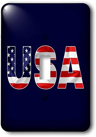 3DROSE LSP_270651_1 Текст на САД, Американското знаме над буквите. Прекинувач за вклучување во позадина, разнобојно