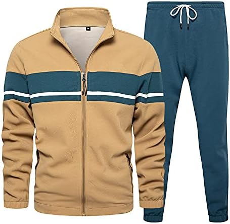 Мажите во боја блок -текови 2 парчиња облека целосна поштенска џогирање потта за обична активна облека спортска костум 2022 есен зима