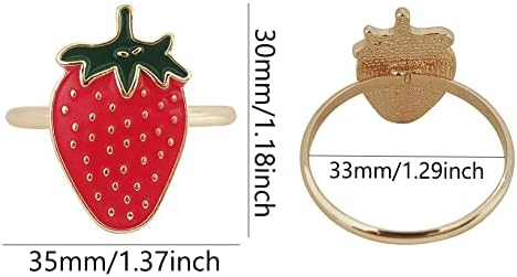 Јагода од салфетки прстени од 12, модна едноставна овошје серија јагода форма на салфетки за Велигден, Божиќ, празнична забава за салфетка