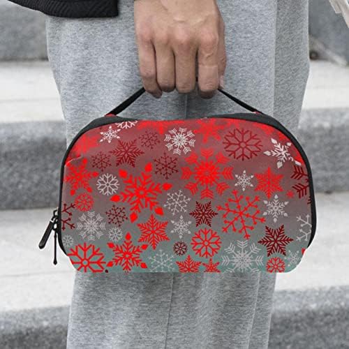 Црвена Торба За Шминка Од Снегулки За Чанта Пренослива Торба За Организатор На Патувања За Тоалети Торба За Убавина За Жени