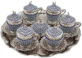 Баданг турски чаши за кафе еспресо, кристал, златна боја, отомански арапски грчки кафе, чајник, евер, сет од 6