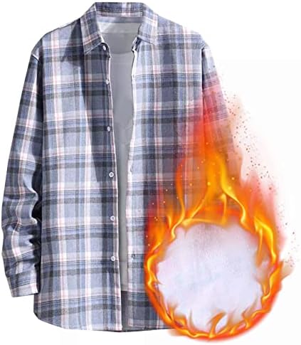 Машка зимска згуснета руно топла карирана кошула лежерна долга ракав копче надолу удобно јакна врвот