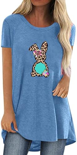 2023 Велигденски кошули за жени лето проточна скриена блуза смешна симпатична зајаче графичка маичка со преголеми празници врвови