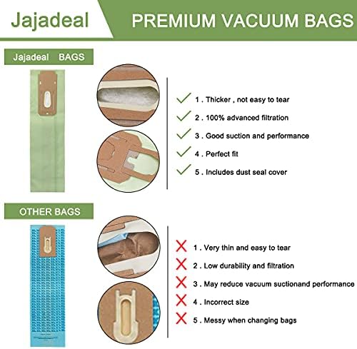Jajadeal 14 Пакет Вакуум Кеси &засилувач; 2 Пакет Замена Ремени За Oreck Тип CC, Кеси За Собирање Прашина Компатибилен Со ORECK XL Исправена