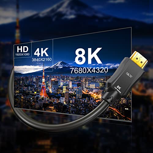SKW HDMI 2.1 Кабел, 8k УЛТРА Голема Брзина HDMI ДО HDMI 28awg Кабел ЗА ТВ, Проектор, Компјутер 10ft