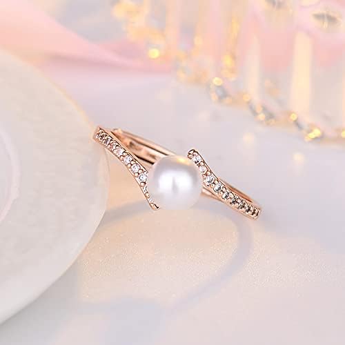 Женски ангажман прстени стабилни бисерни дијаманти прстени едноставни модни венчални накит подароци популарни додатоци за анксиозност