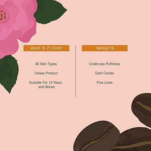 Харша Дамаск Роуз и кафе под крем за очи, 5 g, крем богат со кофеин за темни кругови, фини линии и подуени под очите - Сертифициран органски