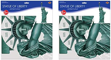 Beistle Заедна статуа на слобода исечени 2 парчиња украси за забава во Newујорк, 5 ', зелена/црна/портокалова/жолта