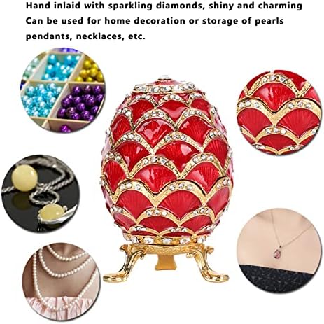 Пилипан емајлиран стил на јајце декоративна кутија за накит со шарки, емајлирана кутија за накит, уникатен подарок за декор за домови, украси