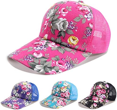 Изберете капа за бејзбол капа цветна конска опашка капа за жени со прилагодливо велкро