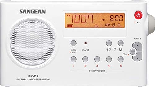Sangean PR -D7 AM/FM дигитално преносно преносно радио - бело, една големина