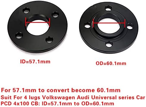 Lyqfff за VW, За Audi, 2/4PCS 3/5/8/10/12mm Тркала Растојанија Конверзија Адаптери PCD 4x100 CB: ID=57,1 mm до OD=60,1 mm 4 навртки