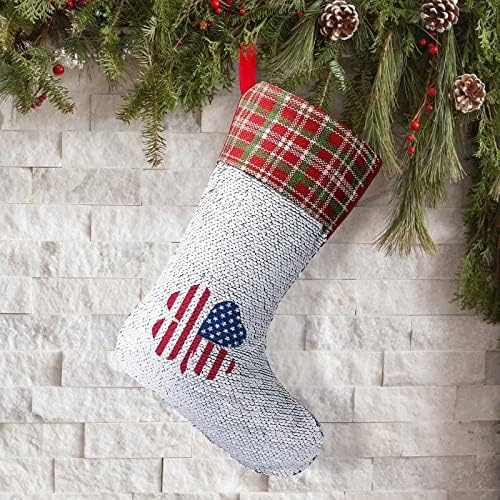 Детелина Американско знаме секвенк Божиќно порибување сјајно wallидови што висат украси Декорација за забава за одмор на Божиќ