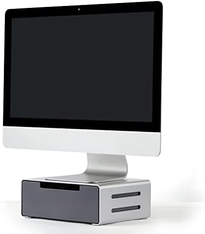 DXX алуминиумски легура монитор за подигач на компјутерски штанд/монитор за монитор со фиока за домашна канцеларија компјутер, лаптоп, печатач