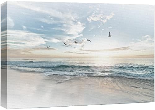 Wall26 платно печатење wallидни уметнички птици летаат над крајбрежната плажа пејзаж природа во дивината фотографија реализам рустикален сценски