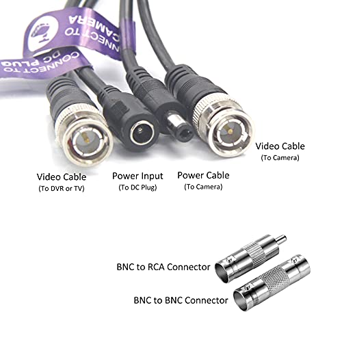 AnLink 300FT 4K 8MP 5MP 2MP BNC Cable Video and Power, Mini RG59 жица за CCTV Security Camera Camera, со BNC конектори, RCA адаптери,