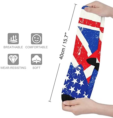 Британско и американско знаме Смешни чорапи над телето со високи цевки со кои се совпаѓаат за мажите жени