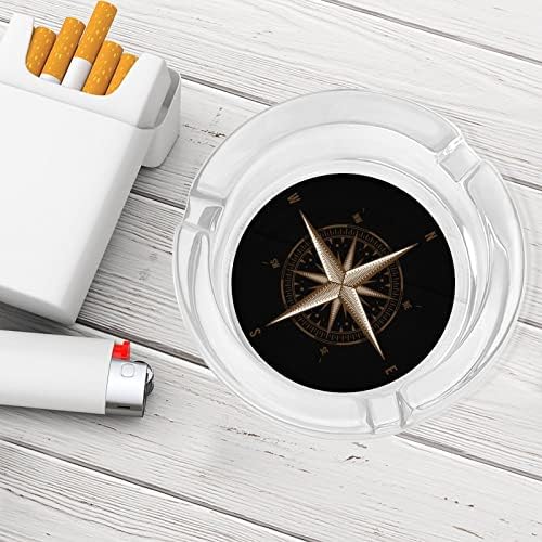 Гроздобер наутички компас тркалезен стаклен држач за пепелници за цигари случај симпатична послужавник за пушење пепел