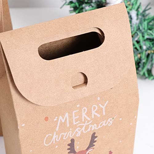 Абаодам 10 парчиња Божиќни Торби За Бонбони Крафт Хартија Торби За Подароци Цртан Филм Добра Рачна Торба За Забави За Фестивалот