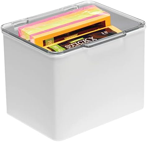 Mdesign Пластично домаќинство Организатор за складирање на кутии за складирање на кутии со капаци за спална соба, бања, влез,