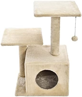 Амазон Основи Двојна Пост Затворен Мачка Дрво Кула со Пештера - 23 х 18 х 29 Инчи, Беж