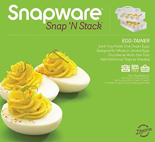 Snapware Snap ' N Stack Пренослив Носач За Складирање Со Капак За Јајца, Држачи За Јајца Без Bpa, Носач За Десерти Со Садови Што Се Редат,