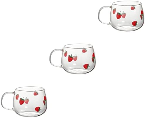 Стобаза 3 парчиња Стакло За Пиење Јагоди Проѕирни Стаклени Чаши Проѕирно Стакло Чаши За Кафе Чисто Стакло Чаши За Чај Стаклени Чаши