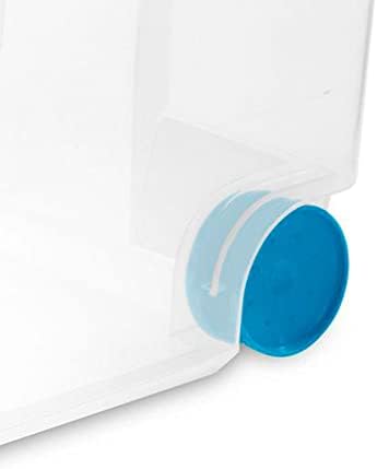 Стерилит 120 Литри Проѕирна Пластична Кутија За Контејнери За Складирање На Тркала Со Воздушно Затегната Заптивка Капак За Заклучување