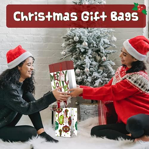 24 парчиња торби за подароци за Божиќ со ознаки избрани празнични Божиќни забави за забава, најголемиот дел со рачки за подароци,