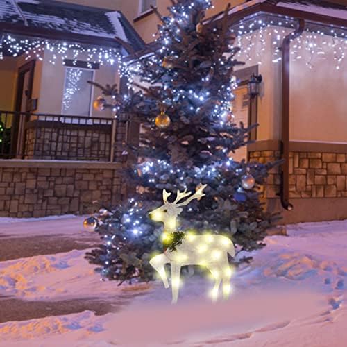 Pmuybhf Светлечки снежен човек на отворено Божиќна декорација 11,8 инчи преклопени Божиќни снежни елени за сноу декорација на сал