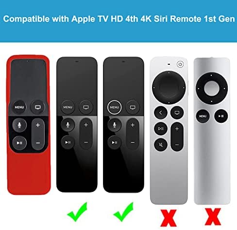 3pack далечински случај компатибилен со Apple TV 4K 5 -ти/HD 4 -ти Gen Remote, Symotop Silicone Remote Cover Case компатибилен со Apple TV 4K 4K 4 -та генерација Siri Remote 1 -ви генерал - црвено сино зелена