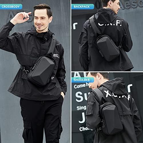 Fenruien тврда школка крстосница за прашкасти торбички анти-кражба со USB порта, пакет на рамото 8,3 инчи водоотпорен за пешачење за чанти од iPad за мажи и жени и жени