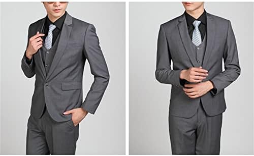 Мажите '3 парче цврста боја костум постави единечни тенок јакна тенок јакна елек панталони формални деловни свадбени матурски комплети