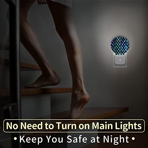 DXTKWL разнобојни змејови скали печати тркалезни ноќни светла 2 пакувања, животински скали приклучоци LED ноќни светла автоматски самрак на светло на сензорот за деца ?