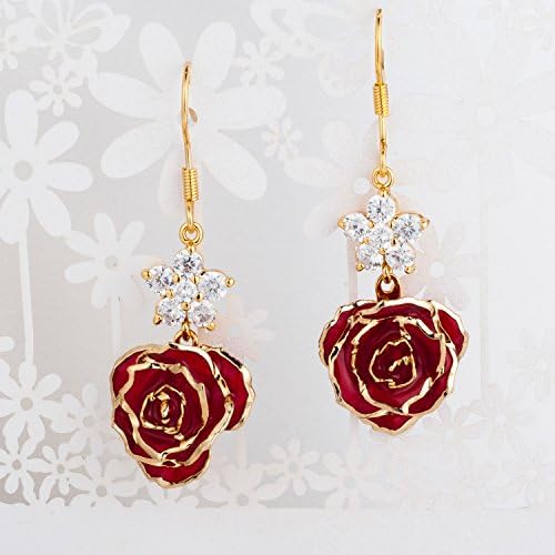 Обетки Од Вистинска Роза 24к Злато Натопено-Најдобар Подарок За Нејзиниот Роденден На Денот На Вљубените