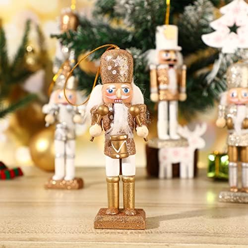 Орнаменти на оревчери од абаодам 5 парчиња/ Поставете Божиќни приврзоци за оревчеви дрвени ореви кукли одморен сјај во прав дома