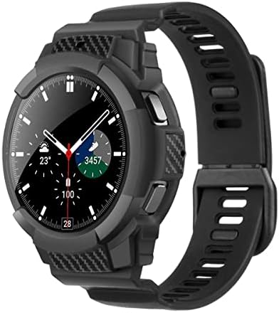 Aukvite компатибилен со Samsung Galaxy Watch Classic 4 Band со Case 46mm, солиден TPU заштитен случај со Watch Band for Galaxy Watch