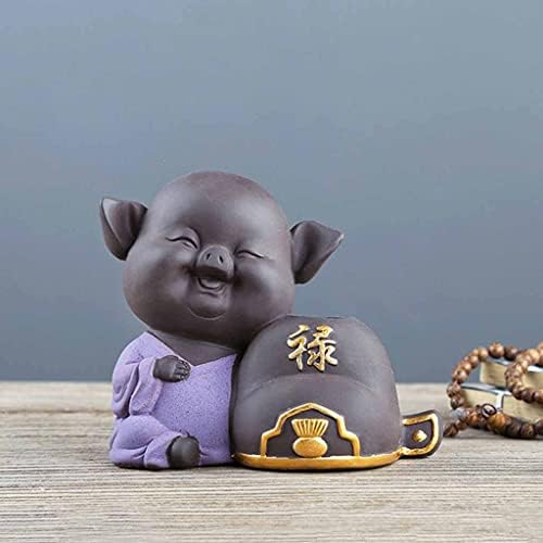 WSSBK бутик виолетова глина чај домашно милениче симпатична свинче статуа чај фигура десктоп цвет тенџере украс рачно изработени додатоци