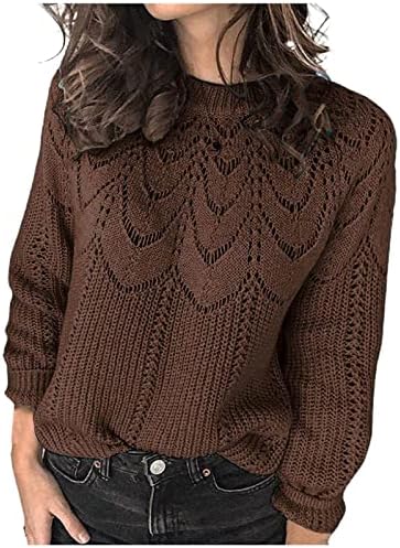 Женски џемпер за џемпер со кукавички врат боја мохер пуловер шуплив џемпер в Valentубените