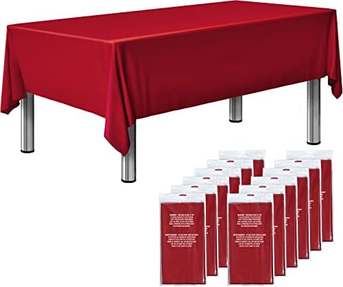 Sonluma 6 Пакет 108 X 54 Црвена Карирани Премија За Еднократна Употреба Пластични Чаршав за 8ft Долг Правоаголник Маси, Водоотпорен