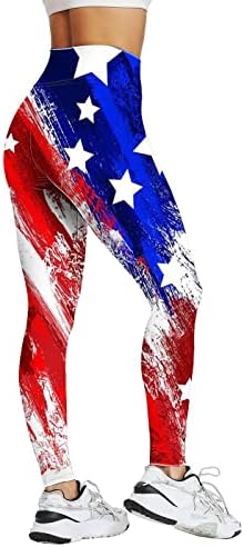 4 јули Хеланки За Жени Контрола На Стомакот Кревање Задник Беспрекорно Американско Знаме Удобност На Нозете Слаби Хеланки Јога