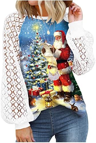 Божиќни врвови за жени - жени блузи со бургундска боја на долгите ракави на долгите ракави на Topper на Topper Topper