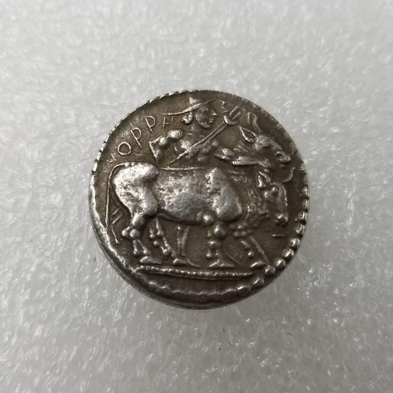 Антички Занаети Грчка Монета Бакар Сребрена Позлатена Постара Сребрена Долар Сребрена Рунда #3395