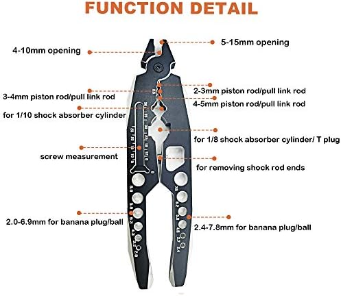 Hoplex алуминиумска легура RC Absorber Shock Pliers 4 во 1 RC Crawler Multifunction Pliers Tool RC ROD завршува алатка за расклопување