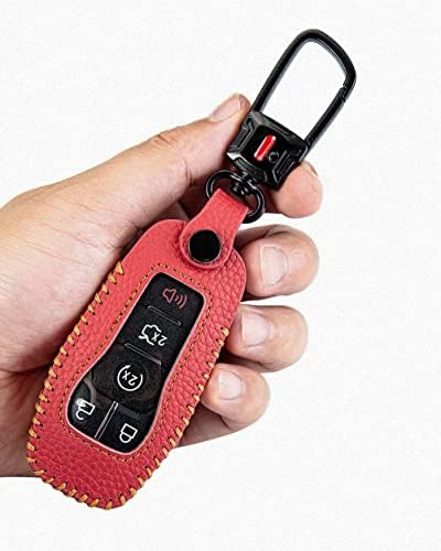 За Ford Key Fob Cover со клуч за клучеви, кожен клуч за влез во автомобил, паметен клуч за заштита на куќиштето, компатибилен со Ford Explorer