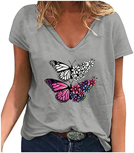 Врвни жени лето есен краток ракав 2023 мода против вратот памучен графички салон лабава вклопена маица за девојчиња pn
